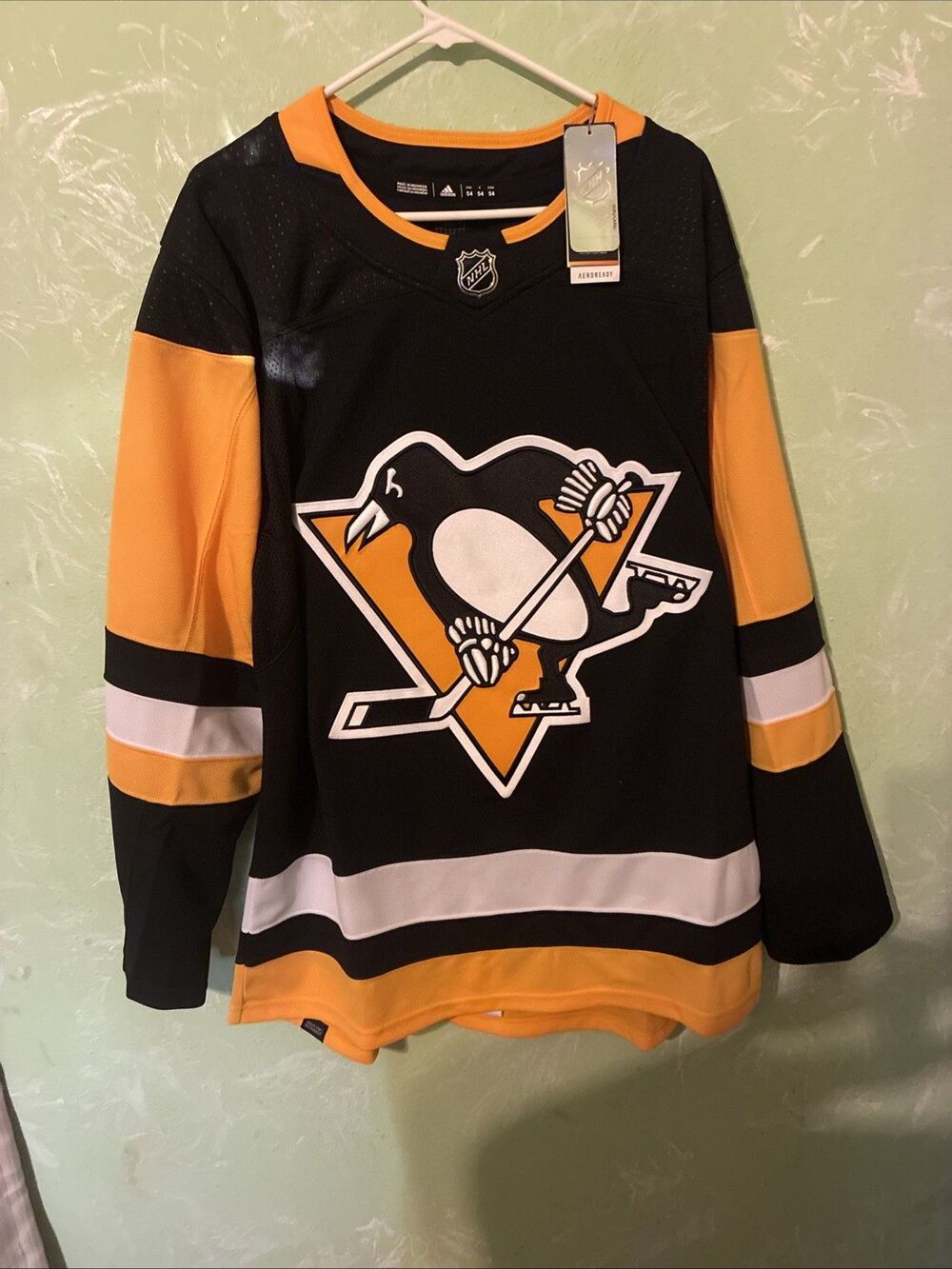Men's Adidas NHL Pittsburgh Penguins Authentic Home Jersey Black Sz 54 (XL) NWT